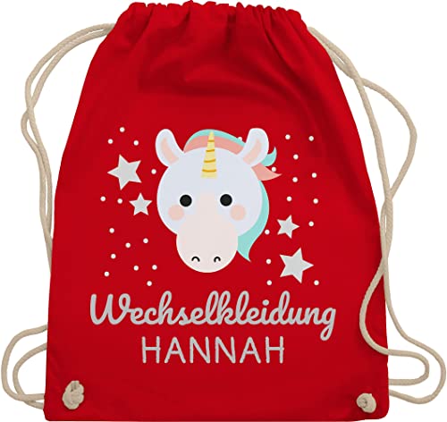 Turnbeutel Rucksack - Kita Beutel Wechselsachen Mädchen - Wechselkleidung Einhorn - Unisize - Rot - kindergartenkind wechselbeutel sportbeutel kindergarten kita-rucksack wechselwäsche turntasche von Geschenk mit Namen personalisiert by Shirtracer