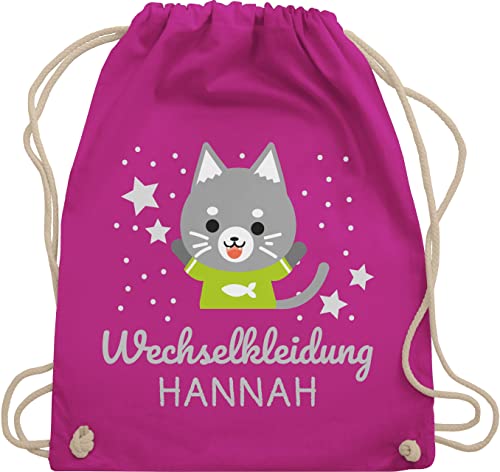 Turnbeutel Rucksack - Kita Beutel Wechselsachen Mädchen - Wechselkleidung Katze - Unisize - Fuchsia - wechselbeutel kindergarten turnbuetel personalisierter kita-rucksack kindergartenkind von Geschenk mit Namen personalisiert by Shirtracer