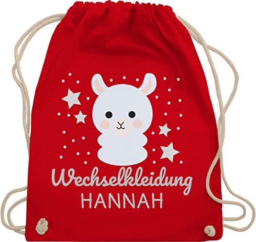 Turnbeutel Rucksack - Kita Beutel Wechselsachen Mädchen - Wechselkleidung Lama - Unisize - Rot - kindergarten wechselbeutel wechselwäsche stoffbeutel name kindergartenbeutel kindergartenkind von Geschenk mit Namen personalisiert by Shirtracer