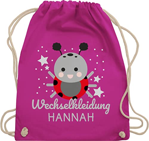 Turnbeutel Rucksack - Kita Beutel Wechselsachen Mädchen - Wechselkleidung Marienkäfer - Unisize - Fuchsia - personalisierter wechselbeutel kindergarten juterucksäcke wechselkleidung+beutel+kita von Geschenk mit Namen personalisiert by Shirtracer