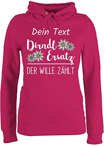 Pullover Damen Hoodie Frauen - Kompatibel Oktoberfest - Dirndl Ersatz - der Wille zählt - L - Fuchsia - bayrisch edelweiss jh001f bayern edelweiß hoodie- volksfest als hoodies bayrischer abend von Geschenk mit Namen personalisiert by Shirtracer