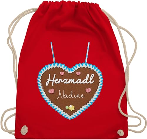 Turnbeutel Rucksack - Kompatibel Oktoberfest - Herzmadl Lebkuchenherz - Unisize - Rot - oktoberfest-tasche trachtenrucksack trachten herzmädl juterucksack trachtenrucksäcke bayrisch wiesnherzen von Geschenk mit Namen personalisiert by Shirtracer