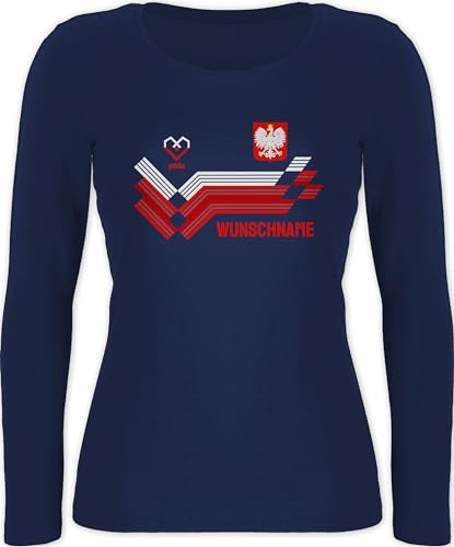 Langarmshirt Damen - 2024 Fussball EM Fanartikel - Personalisierbares Polen Motiv Trikot | Individuelles Polska Design mit Wappen und Landesfarben | Mit eigenem Namen | Poland - M - Marineblau von Geschenk mit Namen personalisiert by Shirtracer