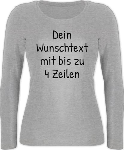 Langarmshirt Damen - Aufdruck selbst gestalten - Wunschdruck Text Namen I Eigener Text I Custom Text - L - Grau meliert - selber Bedrucken Longshirt Women Personalisieren wunschtext Trinkgeld von Geschenk mit Namen personalisiert by Shirtracer