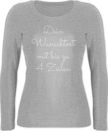 Langarmshirt Damen - Aufdruck selbst gestalten - Wunschtext I Geschenk personalisiert - M - Grau meliert - Tshirt selber Bedrucken Langarm Longshirt Women Personalisieren personalisierte beschriften von Geschenk mit Namen personalisiert by Shirtracer