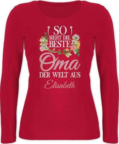 Langarmshirt Damen - Großmutter - So Sieht die Beste Oma der Welt aus - L - Rot - Oberteil Grandma Name Shirt omi personalisierte Langarm Omas für t omis besten Grandmas Aufschrift oma. ist von Geschenk mit Namen personalisiert by Shirtracer