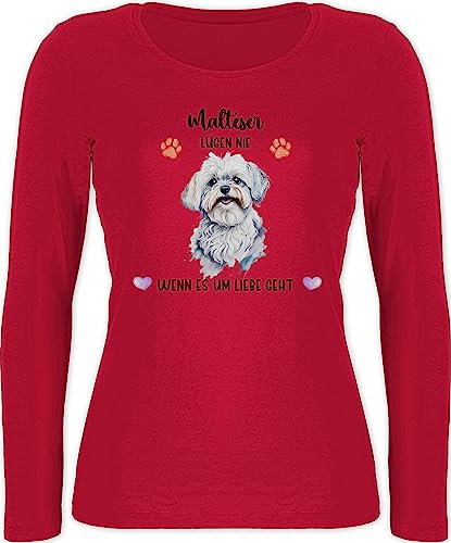 Langarmshirt Damen - Hunde - Malteser - Geschenk Hundebesitzern - XL - Rot - Hund Hundebesitzer Name Langarm Gift Hunden Langarmshirts hundemotiv hundemotiven hundemotive Hunde. hundespruch Dog von Geschenk mit Namen personalisiert by Shirtracer