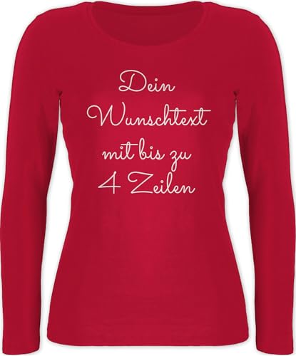 Langarmshirt Damen - Aufdruck selbst gestalten - Wunschtext I Geschenk personalisiert - M - Rot - Tshirt selber Bedrucken Langarm Longshirt Women Personalisieren personalisierte beschriften Shirt von Geschenk mit Namen personalisiert by Shirtracer