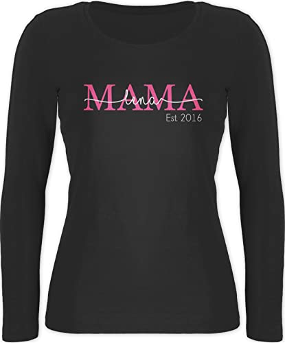 Langarmshirt Damen - Mama Mom Mutti Geschenk zum Muttertag - M - Schwarz - mütter Geschenke Mutter Tage für personalisierte Mama+Surprise Mami frischgebackene Beste gesxhenk muttertags von Geschenk mit Namen personalisiert by Shirtracer