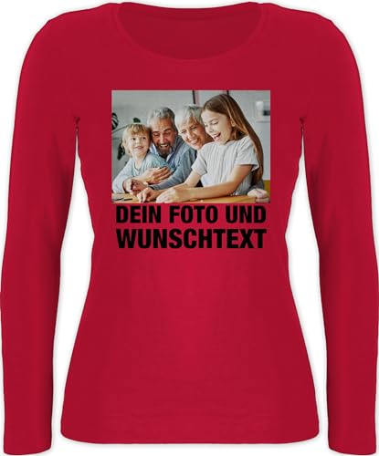 Langarmshirt Damen - Mit Foto I Eigenem Bild I Text I Name I Wunschtext - S - Rot - top Tshirt selbst gestalten Langarm personalisiertes Photo Oberteil Logo fotogeschenke personalisierte Fotos Shirt von Geschenk mit Namen personalisiert by Shirtracer