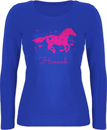 Langarmshirt Damen - Pferd - Pferde Geschenk Mädchen - XS - Blau - Geschenke für pferdefans Reiter Sachen reiterinnen personalisierte reiten personalisiertes pferdezubehör von Geschenk mit Namen personalisiert by Shirtracer