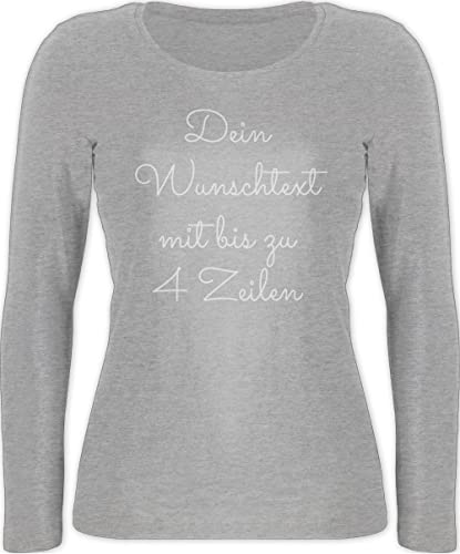 Langarmshirt Damen - Aufdruck selbst gestalten - Wunschtext - S - Grau meliert - persönlichem text selber eigener name zum bedrucken individuelle individualisieren textwahl von Geschenk mit Namen personalisiert by Shirtracer