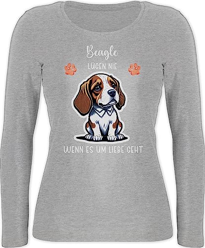 Langarmshirt Damen - Hunde - Beagle - Geschenk Hundebesitzern - M - Grau meliert - Name Hund Hunden personalisierte Geschenke Hundebesitzer und Frau personalisiertes eigenem hundemotiv tiermotive von Geschenk mit Namen personalisiert by Shirtracer