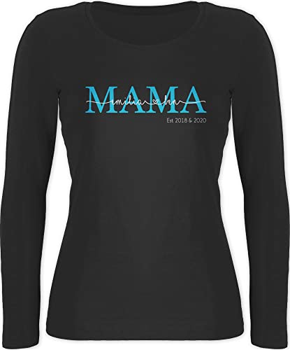 Langarmshirt Damen - Muttertag - Mama Kindernamen Geschenk Geburtstag - L - Schwarz - für mütter personalisierte Geschenke Mutter schöne muttertagsgeschenke muttertagsgeschenk muttertags Tage von Geschenk mit Namen personalisiert by Shirtracer