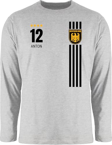 Langarmshirt Herren Langarm Shirt - 2026 Fussball WM Fanartikel - Deutschland Germany Trikot Style - XL - Grau meliert - em 2024 Bekleidung fußball deutsche Tshirt fußball. dutschland Fussball-wm von Geschenk mit Namen personalisiert by Shirtracer