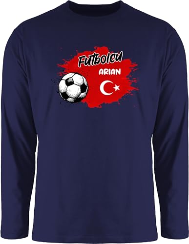Langarmshirt Herren Langarm Shirt - 2026 Fussball WM Fanartikel - Personalisierbares Türkei Motiv | Individuelles Türkiye Design | Mit eigenem Namen | Turkey - M - Navy Blau - em 2024 Bekleidung von Geschenk mit Namen personalisiert by Shirtracer