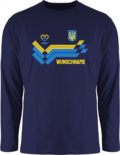 Langarmshirt Herren Langarm Shirt - 2024 Fussball EM Fanartikel - Personalisierbares Ukraine Motiv Trikot | Individuelles Україна Design mit Wappen und Landesfarben | Mit eigenem Namen - M von Geschenk mit Namen personalisiert by Shirtracer