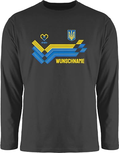 Langarmshirt Herren Langarm Shirt - 2024 Fussball EM Fanartikel - Personalisierbares Ukraine Motiv Trikot | Individuelles Україна Design mit Wappen und Landesfarben | Mit eigenem Namen - XXL von Geschenk mit Namen personalisiert by Shirtracer