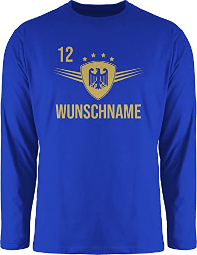 Langarmshirt Herren Langarm Shirt - 2026 Fussball WM Fanartikel - Deutschland mit Namen und Nummer - M - Royalblau - em 2024 Bekleidung fußball Trikot fußball. Fussball-wm 12 Name von Geschenk mit Namen personalisiert by Shirtracer