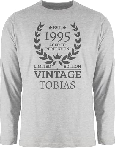 Langarmshirt Herren Langarm Shirt - Geschenk zum 30 Geburtstag Est 1995 Limited Edition I Geschenk 30. Geburtstag Kochen - XXL - Grau meliert - 30.Geburtstag 1994 dreißig 1993 30iger est. von Geschenk mit Namen personalisiert by Shirtracer