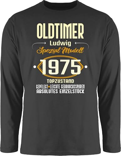 Langarmshirt Herren Langarm Shirt - 50. Geburtstag - Oldtimer Spezial Modell 1975 - zum Fünfzigsten - eigener Name - hell - 3XL - Schwarz - 1974 50 1973 Tshirt fünfziger 50.Geburtstag fünfzig 50, von Geschenk mit Namen personalisiert by Shirtracer
