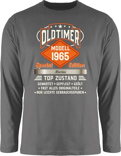 Langarmshirt Herren Langarm Shirt - 60. Geburtstag - Oldtimer Special Vintage 1965 mit Name - XL - Dunkelgrau - +60+Jahre Geschenke zum 60 60.Geburtstag 1964 Tshirt sechzigern 1962 Mann sechzig 1963 von Geschenk mit Namen personalisiert by Shirtracer