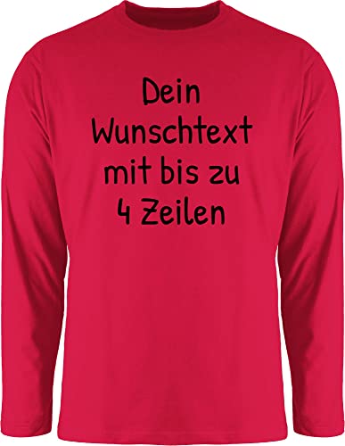 Langarmshirt Herren Langarm Shirt - Aufdruck selbst gestalten - Wunschdruck Text Namen I Eigener Text I Custom Text - L - Rot - Spruch eigenen wunschtext Trinkgeld Oberteil Schrift personalisierte von Geschenk mit Namen personalisiert by Shirtracer