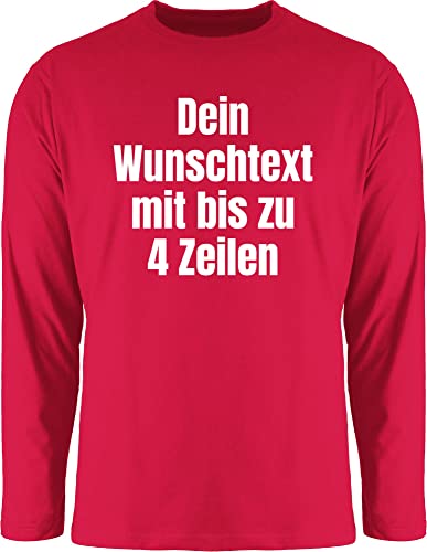 Langarmshirt Herren Langarm Shirt - Aufdruck selbst gestalten - Wunschtext I Eigener Text I Custom Text - S - Rot - Bedrucken Spruch eigenen personalisierte Datum Shirts Schrift 4 zeilen designen von Geschenk mit Namen personalisiert by Shirtracer
