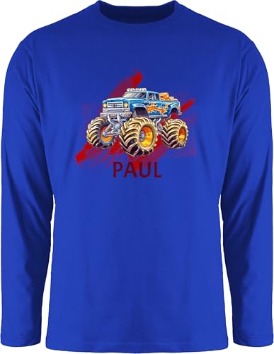 Langarmshirt Herren Langarm Shirt - Auto - Monstertruck mit Name | Monster Truck Personalisiert | Riesentruck - XXL - Royalblau - Cars automotiv Longsleeve Personalisieren t-Shirt von Geschenk mit Namen personalisiert by Shirtracer