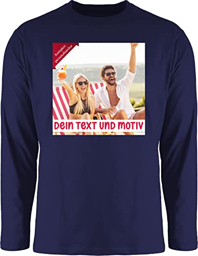 Langarmshirt Herren Langarm Shirt - eigenem Bild - Eigenes Foto Geschenk I - XXL - Navy Blau - Text on Longsleeve selbst drucken Photo Tshirt personalisiertem selber gestalten own Shirts Plus Druck von Geschenk mit Namen personalisiert by Shirtracer