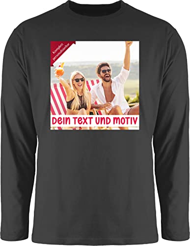 Langarmshirt Herren Langarm Shirt - eigenem Bild - Eigenes Foto Geschenk I - XXL - Schwarz - Text on Longsleeve selbst drucken Photo Tshirt personalisiertem selber gestalten own Shirts Plus Druck von Geschenk mit Namen personalisiert by Shirtracer