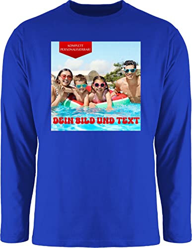 Langarmshirt Herren Langarm Shirt - Geschenk mit eigenem Foto und Text personalisiert I Eigenes Bild I Custom Photo Text - XXL - Royalblau - Long Sleev Logo Bedrucken personalisiertem selbst drucken von Geschenk mit Namen personalisiert by Shirtracer