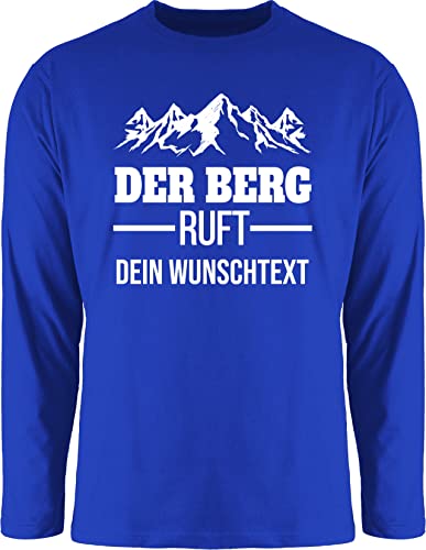 Langarmshirt Herren Langarm Shirt - Der Berg Ruft - Wandern Geschenk - S - Royalblau - Wanderer Berge Shirts Wander Bergen Wunschname bergmotiv von Geschenk mit Namen personalisiert by Shirtracer
