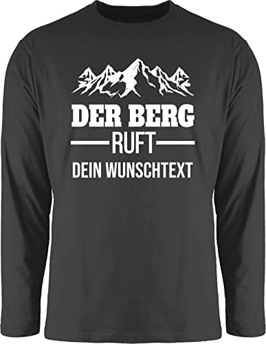 Langarmshirt Herren Langarm Shirt - Der Berg Ruft - Wandern Geschenk - XL - Schwarz - Wanderer Berge Shirts Wander Bergen Wunschname bergmotiv von Geschenk mit Namen personalisiert by Shirtracer
