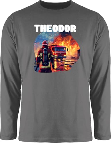 Langarmshirt Herren Langarm Shirt - Feuerwehrmann mit Name | Personalisierte Feuerwehr Geschenke - L - Dunkelgrau - Motiv feuerwehrmotiv Jungen und von Geschenk mit Namen personalisiert by Shirtracer