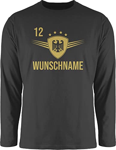 Langarmshirt Herren Langarm Shirt - 2024 Fussball EM Fanartikel - Deutschland mit Namen und Nummer - 3XL - Schwarz - wm 12 Name fußball 24 Europa von Geschenk mit Namen personalisiert by Shirtracer