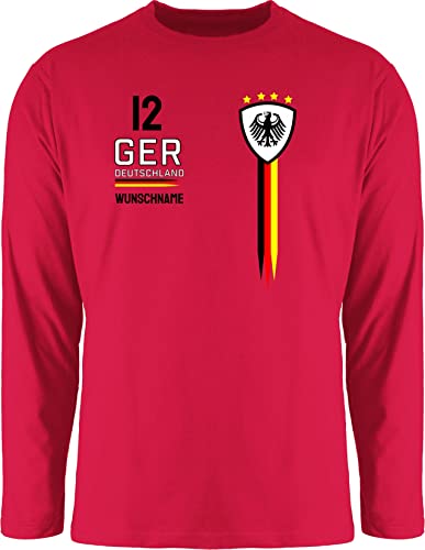 Langarmshirt Herren Langarm Shirt - 2024 Fussball EM Fanartikel - Deutschland WM Trikot Farben - 3XL - Rot - Europa fußball Europa-Meisterschaft 24 personalisiertes personalisierter Germany Name von Geschenk mit Namen personalisiert by Shirtracer