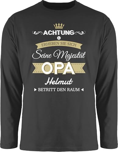 Langarmshirt Herren Langarm Shirt - Großvater - Ihre Majestät der Opa Opa Spruch - M - Schwarz - Geschenke personalisierte opi Tshirt opas Personalisieren von Geschenk mit Namen personalisiert by Shirtracer