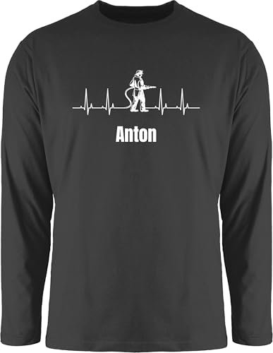 Langarmshirt Herren Langarm Shirt - Herzschlag Feuerwehrmann mit Name Geschenke für Feuerwehrmänner Weihnachten Feuerwehr Geschenke Freiwillige Feuerwehr I Jugendfeuerwehr - L - Schwarz - Motiv von Geschenk mit Namen personalisiert by Shirtracer