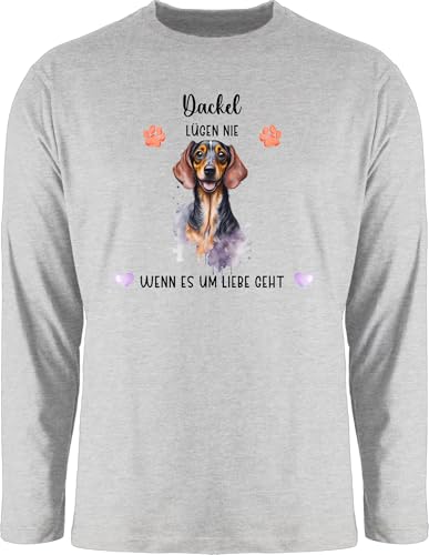 Langarmshirt Herren Langarm Shirt - Hunde - Dackel - Geschenk Hundebesitzern - XL - Grau meliert - hundemotiv Hundebesitzer Dachshund Hund und Hunden dackelmotiv t-Shirts hundemotiven dackelmotive von Geschenk mit Namen personalisiert by Shirtracer