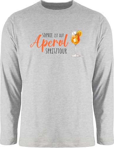 Langarmshirt Herren Langarm Shirt - Karneval Kostüm Fasching - Ist auf Aperol mit Name Spritztour I Mädelsabend JGA I Mallorca Mädelsausflug - XL - Grau meliert - Karnevals Trink Faschings Spritz von Geschenk mit Namen personalisiert by Shirtracer
