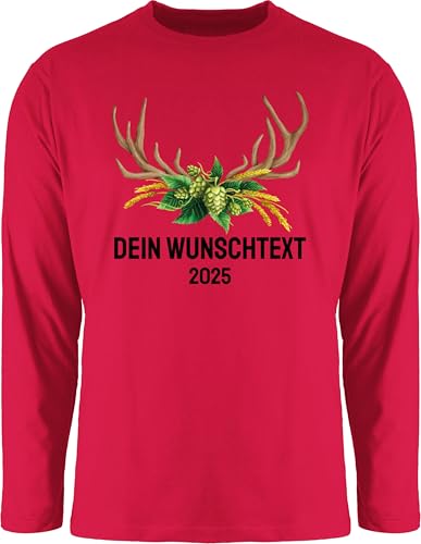Langarmshirt Herren Langarm Shirt - Kompatibel Oktoberfest - Jahrgang 2025 - Hirschgeweih Weizen Hopfen - XL - Rot - bayerische Kleidung Trachten Bayern bayrisch trachtenshirt bayrisches bayrische von Geschenk mit Namen personalisiert by Shirtracer