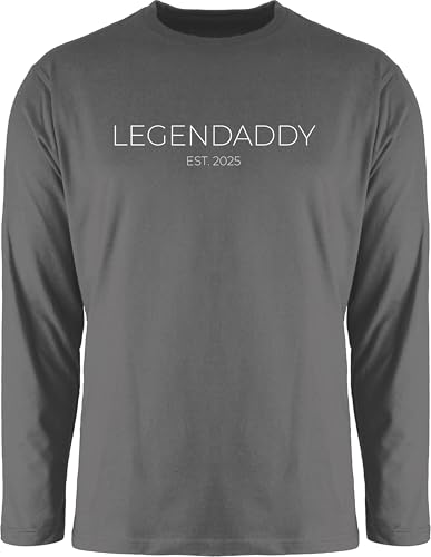 Langarmshirt Herren Langarm Shirt - Legendaddy est Jahreszahl I Papa Geschenk Vatertag personalisiert I Papi Geschenk werdender Vater I Vatertagsgeschenk Väter - L - Dunkelgrau - Oberteil dad von Geschenk mit Namen personalisiert by Shirtracer