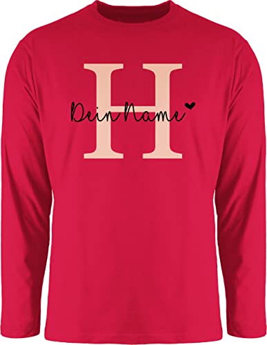 Langarmshirt Herren Langarm Shirt - Männer - Anfangsbuchstabe personalisiert mit Name I Buchstaben Geschenk Initialen - S - Rot - selbst gestalten personalisierte Buchstabe zum Bedrucken von Geschenk mit Namen personalisiert by Shirtracer