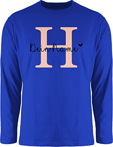 Langarmshirt Herren Langarm Shirt - Männer - Anfangsbuchstabe personalisiert mit Name I Buchstaben Geschenk Initialen - S - Royalblau - selbst gestalten personalisierte Buchstabe zum Bedrucken von Geschenk mit Namen personalisiert by Shirtracer
