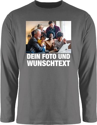 Langarmshirt Herren Langarm Shirt - Geschenk mit Bild I eigenem Foto I Name I eigener Text I Wunschtext - 3XL - Dunkelgrau - Longshirt+selbst+gestalten personalisiertem selbst drucken Logo Tshirt von Geschenk mit Namen personalisiert by Shirtracer