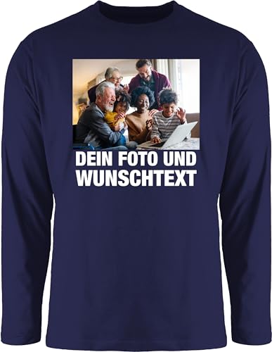 Langarmshirt Herren Langarm Shirt - Geschenk mit Bild I eigenem Foto I Name I eigener Text I Wunschtext - 3XL - Navy Blau - Longshirt+selbst+gestalten personalisiertem selbst drucken Logo Tshirt von Geschenk mit Namen personalisiert by Shirtracer