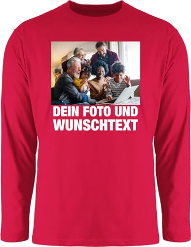 Langarmshirt Herren Langarm Shirt - Geschenk mit Bild I eigenem Foto I Name I eigener Text I Wunschtext - 3XL - Rot - Longshirt+selbst+gestalten personalisiertem selbst drucken own Photo Tshirt von Geschenk mit Namen personalisiert by Shirtracer