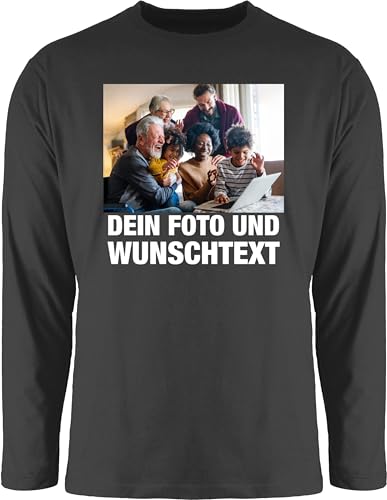 Langarmshirt Herren Langarm Shirt - Geschenk mit Bild I eigenem Foto I Name I eigener Text I Wunschtext - M - Schwarz - Longsleeve selber gestalten personalisiertem selbst drucken Logo Tshirt von Geschenk mit Namen personalisiert by Shirtracer