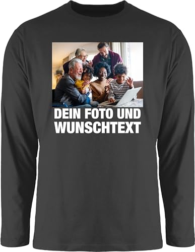 Langarmshirt Herren Langarm Shirt - Mit Bild eigenem Foto Name Text Wunschtext - XL - Schwarz - eigen Druck selbst Bedrucken Lassen eigene und Schrift Gesicht Dein Fotodruck selber Bedruckt Bilder von Geschenk mit Namen personalisiert by Shirtracer